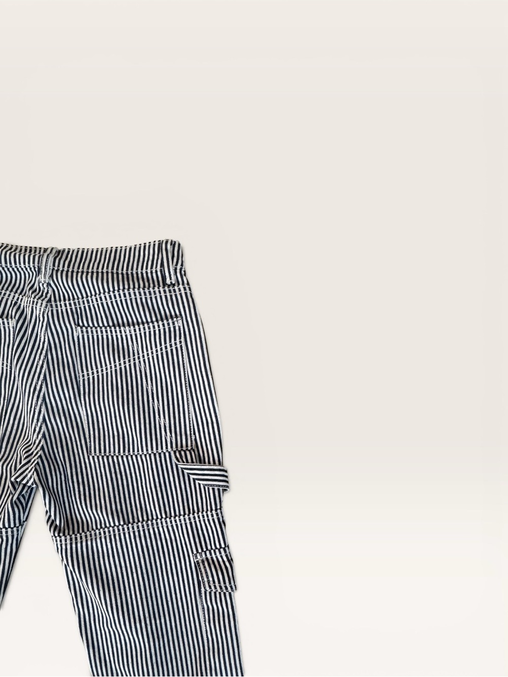 Edikted Striped Cargo Jeans XS Wide Leg Utility Carpenter Y2K - Picture 4 of 5